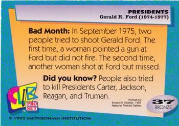 1992 Smithsonian Institute Presidents #37 Gerald R. Ford Back