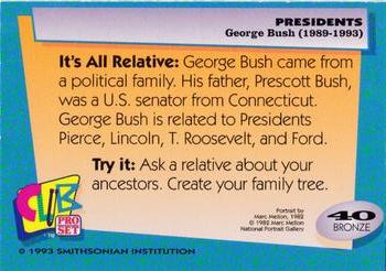 1992 Smithsonian Institute Presidents #40 George Bush Back