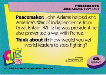 1992 Smithsonian Institute Presidents #2 John Adams Back