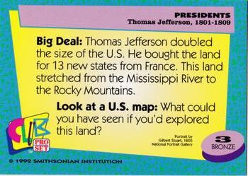 1992 Smithsonian Institute Presidents #3 Thomas Jefferson Back