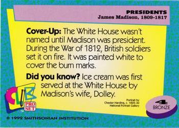 1992 Smithsonian Institute Presidents #4 James Madison Back