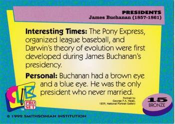 1992 Smithsonian Institute Presidents #15 James Buchanan Back
