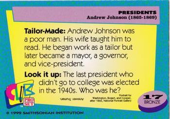 1992 Smithsonian Institute Presidents #17 Andrew Johnson Back