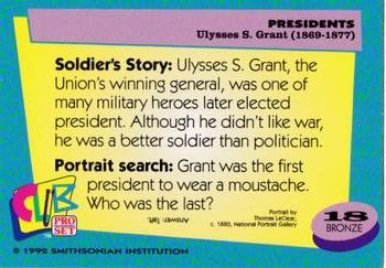 1992 Smithsonian Institute Presidents #18 Ulysses S. Grant Back