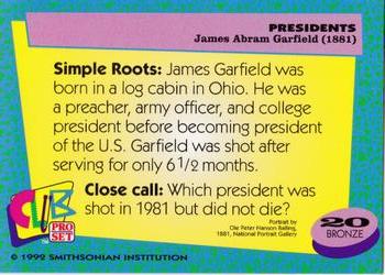 1992 Smithsonian Institute Presidents #20 James A. Garfield Back