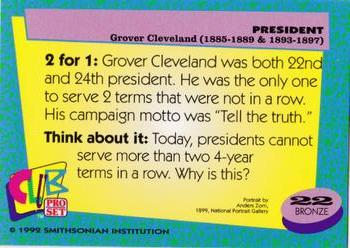 1992 Smithsonian Institute Presidents #22 Grover Cleveland Back