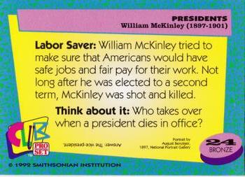 1992 Smithsonian Institute Presidents #24 William McKinley Back