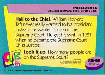 1992 Smithsonian Institute Presidents #26 William Howard Taft Back