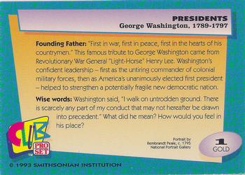 1992 Smithsonian Institute Presidents - Gold #1 George Washington Back
