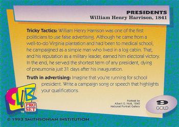 1992 Smithsonian Institute Presidents - Gold #9 William Henry Harrison Back