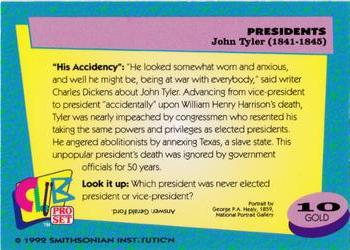 1992 Smithsonian Institute Presidents - Gold #10 John Tyler Back