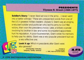 1992 Smithsonian Institute Presidents - Gold #18 Ulysses S. Grant Back
