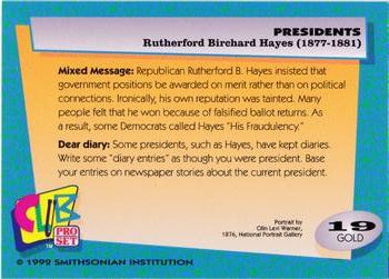 1992 Smithsonian Institute Presidents - Gold #19 Rutherford B. Hayes Back
