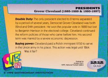 1992 Smithsonian Institute Presidents - Gold #22 Grover Cleveland Back