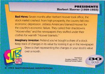 1992 Smithsonian Institute Presidents - Gold #30 Herbert Hoover Back