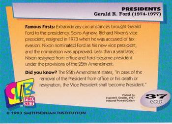 1992 Smithsonian Institute Presidents - Gold #37 Gerald R. Ford Back