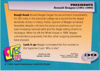 1992 Smithsonian Institute Presidents - Gold #39 Ronald Reagan Back