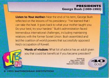 1992 Smithsonian Institute Presidents - Gold #40 George Bush Back