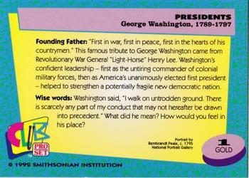 1992 Smithsonian Institute Presidents - Gold #1 George Washington Back