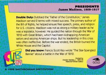 1992 Smithsonian Institute Presidents - Gold #4 James Madison Back