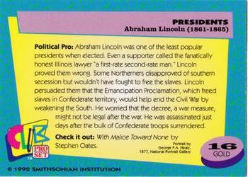 1992 Smithsonian Institute Presidents - Gold #16 Abraham Lincoln Back