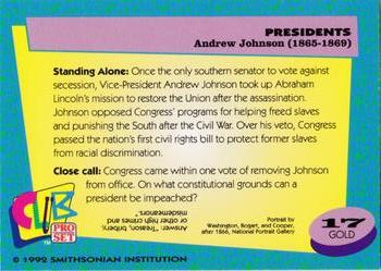 1992 Smithsonian Institute Presidents - Gold #17 Andrew Johnson Back