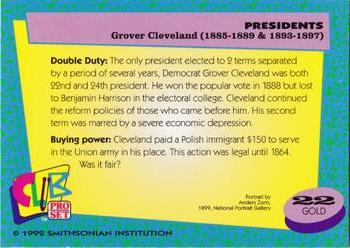 1992 Smithsonian Institute Presidents - Gold #22 Grover Cleveland Back