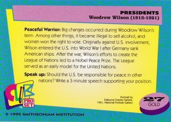 1992 Smithsonian Institute Presidents - Gold #27 Woodrow Wilson Back