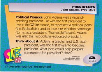 1992 Smithsonian Institute Presidents - Silver #2 John Adams Back