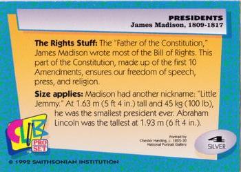 1992 Smithsonian Institute Presidents - Silver #4 James Madison Back
