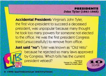 1992 Smithsonian Institute Presidents - Silver #10 John Tyler Back