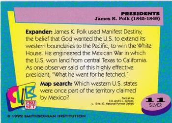 1992 Smithsonian Institute Presidents - Silver #11 James K. Polk Back