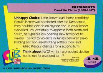 1992 Smithsonian Institute Presidents - Silver #14 Franklin Pierce Back