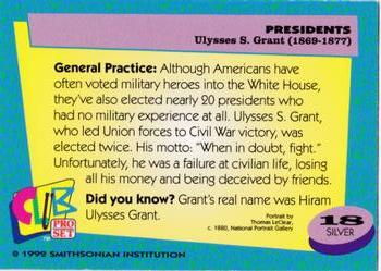 1992 Smithsonian Institute Presidents - Silver #18 Ulysses S. Grant Back