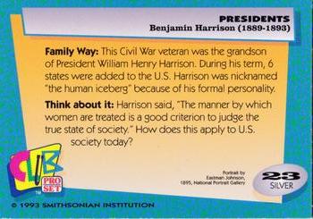 1992 Smithsonian Institute Presidents - Silver #23 Benjamin Harrison Back
