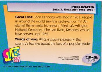 1992 Smithsonian Institute Presidents - Silver #34 John F. Kennedy Back