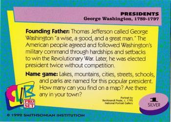 1992 Smithsonian Institute Presidents - Silver #1 George Washington Back