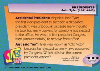 1992 Smithsonian Institute Presidents - Silver #10 John Tyler Back