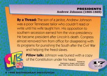 1992 Smithsonian Institute Presidents - Silver #17 Andrew Johnson Back