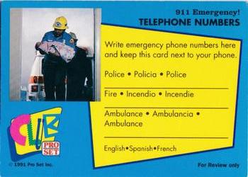 1991 Club Pro Set Prototypes #1 911 Emergency! Back