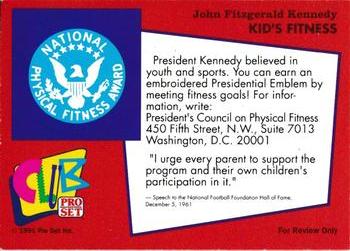 1991 Club Pro Set Prototypes #4 John F. Kennedy Back