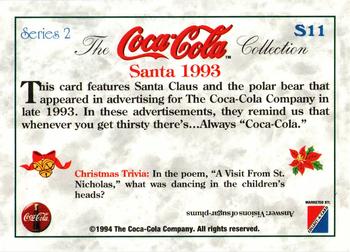 1994 Collect-A-Card Coca-Cola Collection Series 2 - Santa #S11 Santa 1993 Back