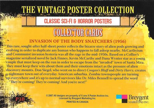 2007 Breygent Classic Sci-Fi & Horror Posters - Invasion of the Body Snatchers Puzzle #P3B Snatchers Back