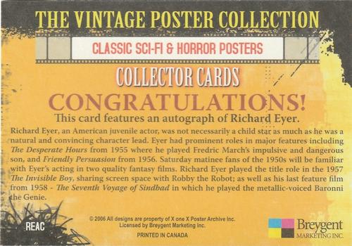 2007 Breygent Classic Sci-Fi & Horror Posters - Autographs #REAC Richard Eyer Back