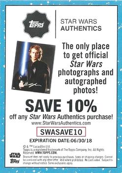 2018 Topps Denny's Solo: A Star Wars Story #NNO Star Wars Authentics Coupon Front