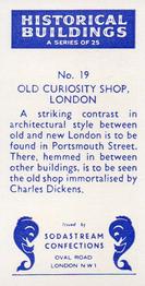 1957 Sodastream Confections Historical Buildings #19 Old Curiosity Shop, London Back