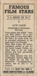 1939 Milky Way Famous Film Stars #3 Jack Oakie Back