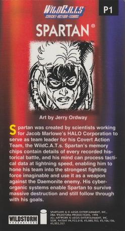 1994 Wildstorm WildC.A.T.s - Painted #P1 Spartan - Jerry Ordway Back