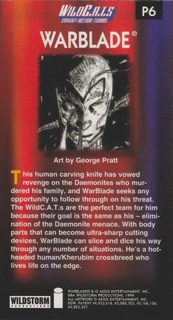 1994 Wildstorm WildC.A.T.s - Painted #P6 WarBlade - George Pratt Back