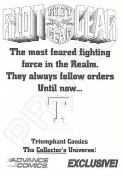1993 Advance Comics Triumphant Comics Promos #NNO Riot Gear Back